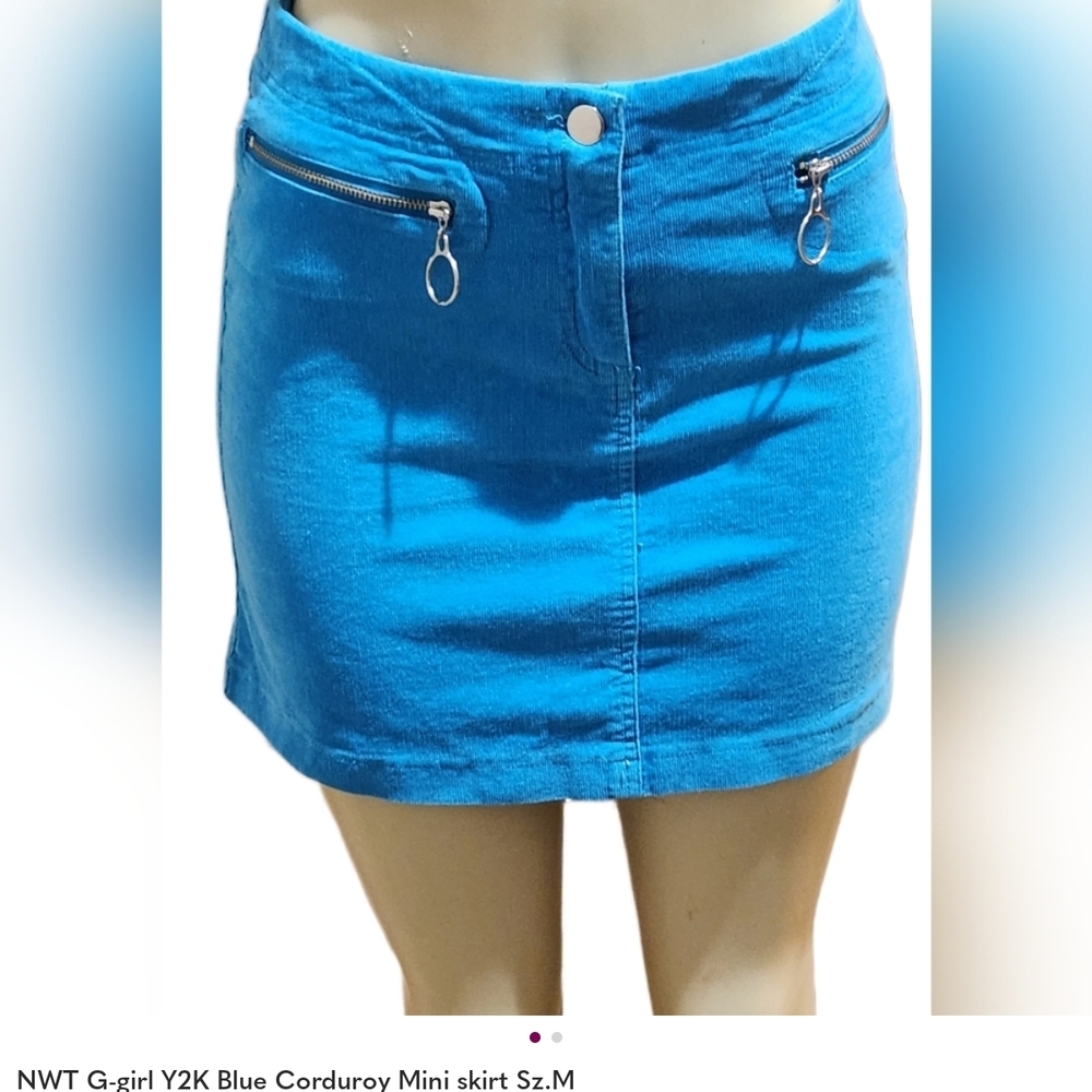Blue Corduroy Mini Skirt